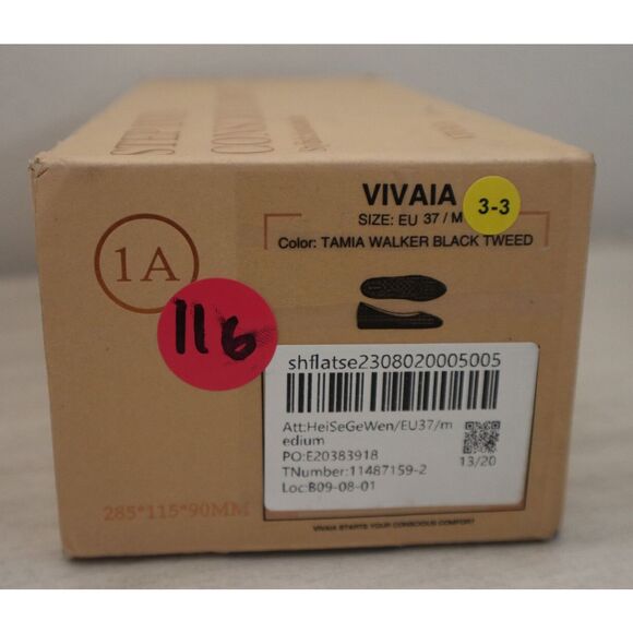 VIVAIA WMN Sz 37 US 6.5 Black Tweed Tamia Walker 2.0 Almond-Toe Ballet Flats - Picture 12 of 12